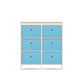 Home Master 6 Drawer Pine Wood Storage Chest Sky Blue Fabric Baskets 70 x 80cm