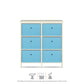 Home Master 6 Drawer Pine Wood Storage Chest Sky Blue Fabric Baskets 70 x 80cm